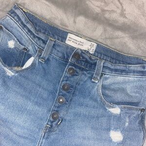 Blue denim mom jeans